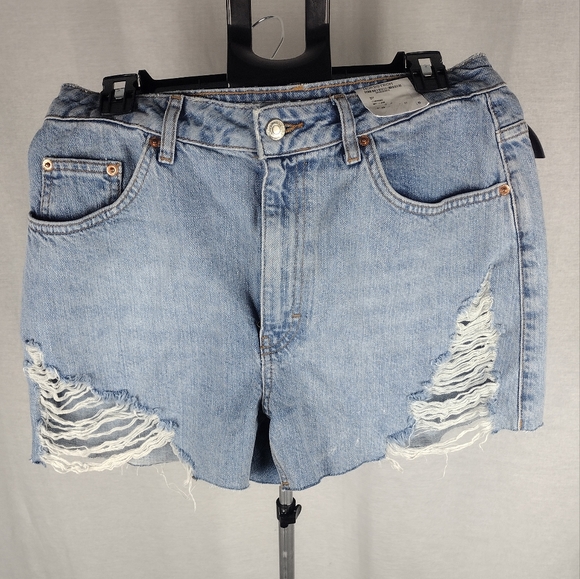 Topshop Ripped A line Mom Shorts In Mid Blue Size 8 NWT - Picture 6 of 11